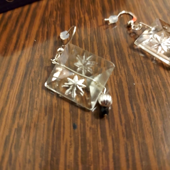 Upcycled Vintage Chandelier Glass & Swarovski Earrings - Picture 2 of 3